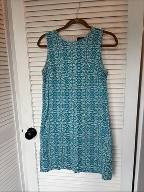 Harper 241 Turquoise and White Sleeveless Mini Sheath Dress